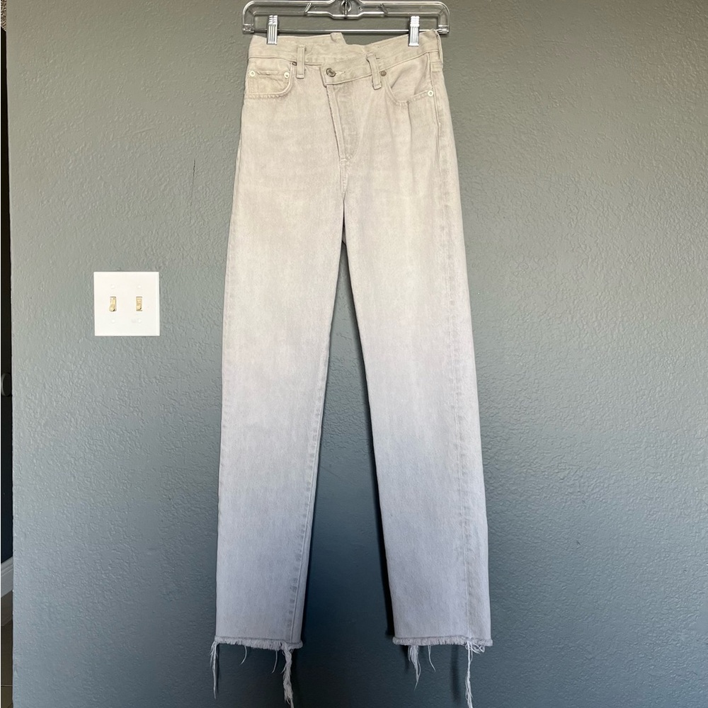 Agolde Criss Cross Straight Jean - grey